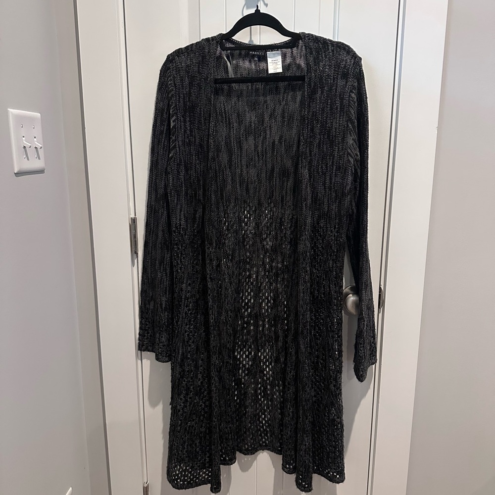 Long grey cardigan sweater, size L